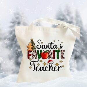 NEW!! Santa's Favorite Teacher canvas bag.